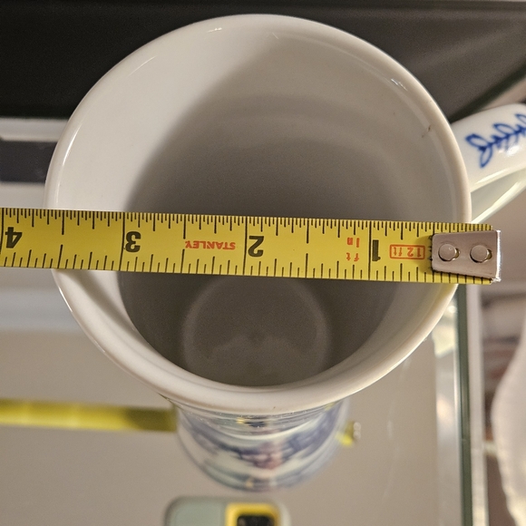 Vtg White And Blue Porcelain 16oz Mug. Blue Willow Inspiration Pattern Cup - Picture 14 of 14